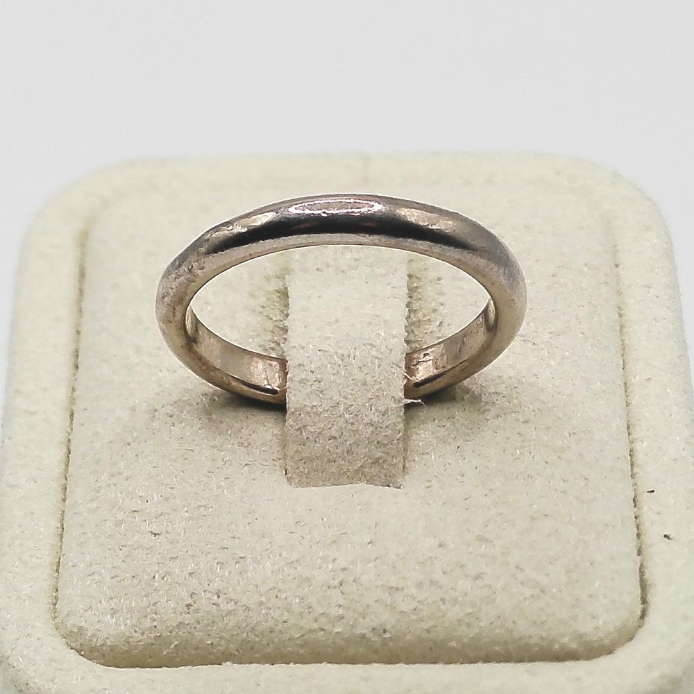 Minimalist Silver Tone Polished Round Band Ring Unisex Size 6.5